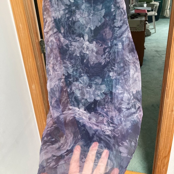 Lulu’s Beyond Fabulous Blue Floral Organza One-Shoulder Maxi Dress - Picture 6 of 6